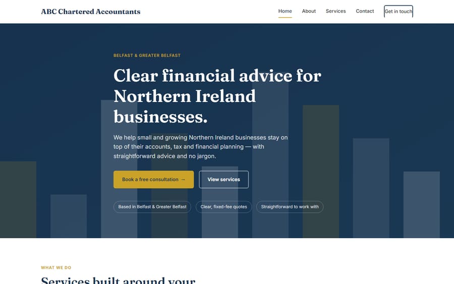 Sample website design — professional services