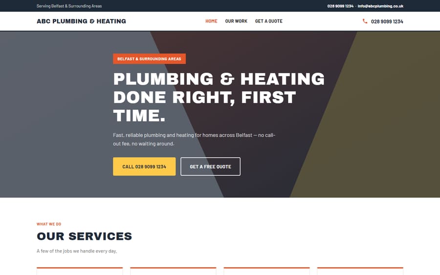 Sample website design — trades and home services