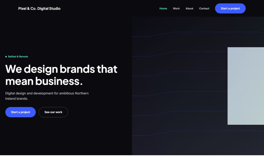 Sample website design — creative and digital agency